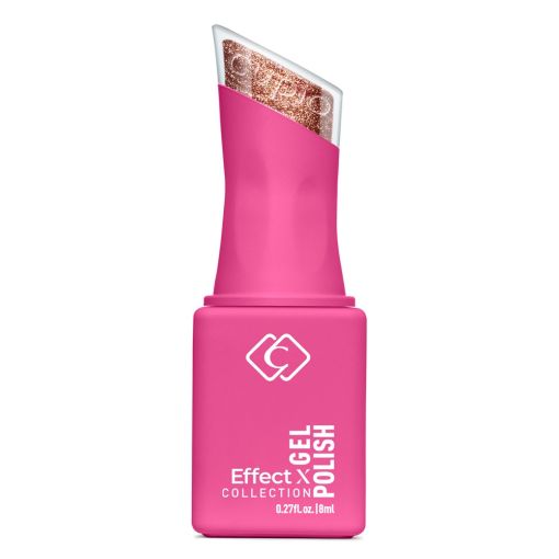Flasche rosa Gel-Nagellack mit Roségold-Glitzer