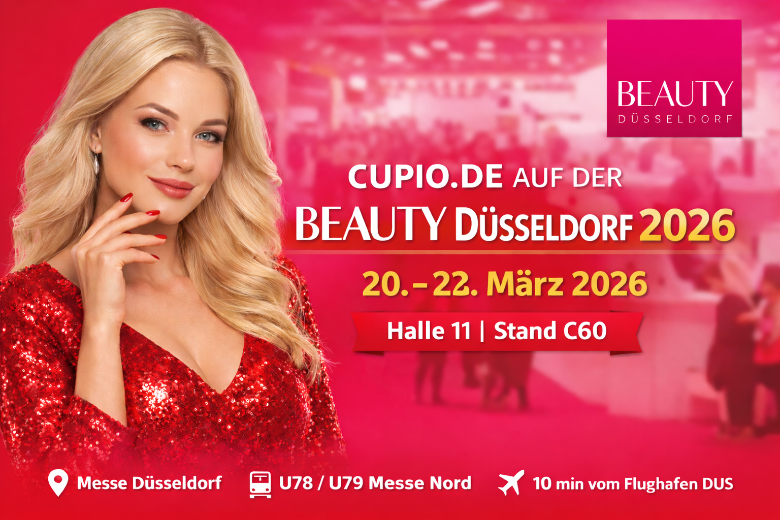 Werbebanner CUPIO.de für BEAUTY Düsseldorf 2026 Messe