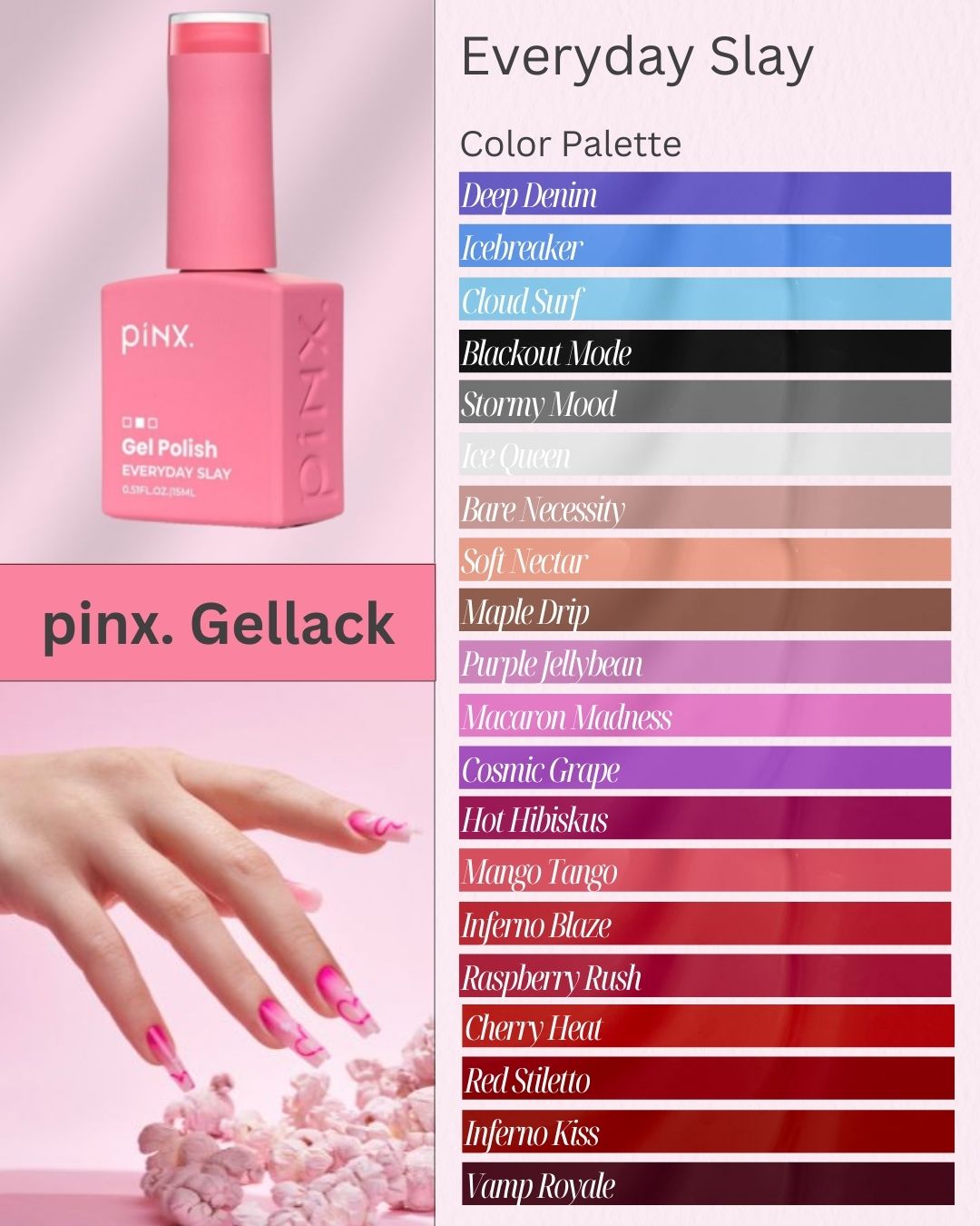 pinx Flasche pinx. Gelack mit Hand und Farbauswahl für Everyday Slay