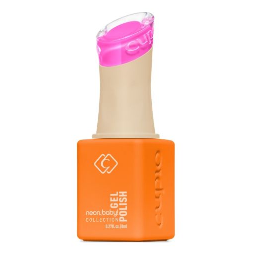 Flasche mit Cupio Neon Baby Gel Nagellack in Orange und pinkem Deckel