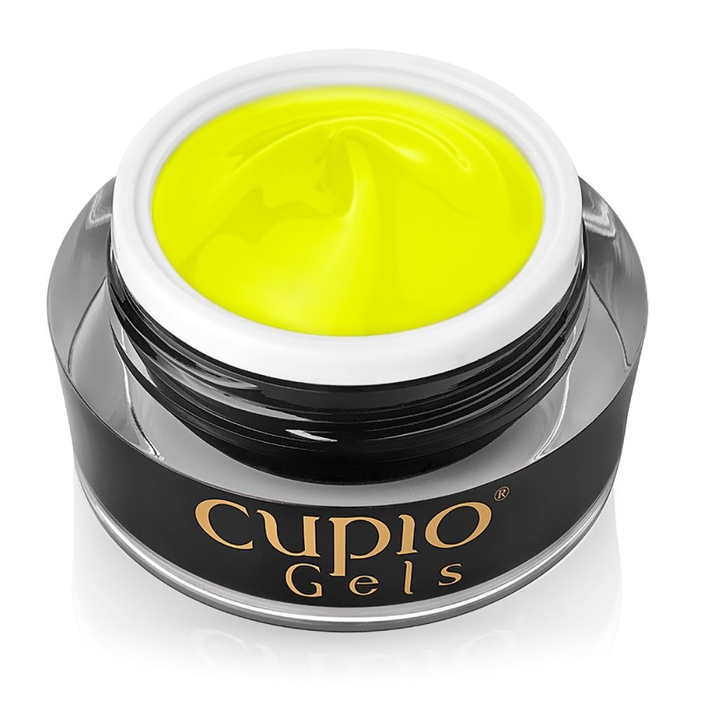 Gel mit leuchtend gelber Farbe in einem Glasbehälter von Cupio.