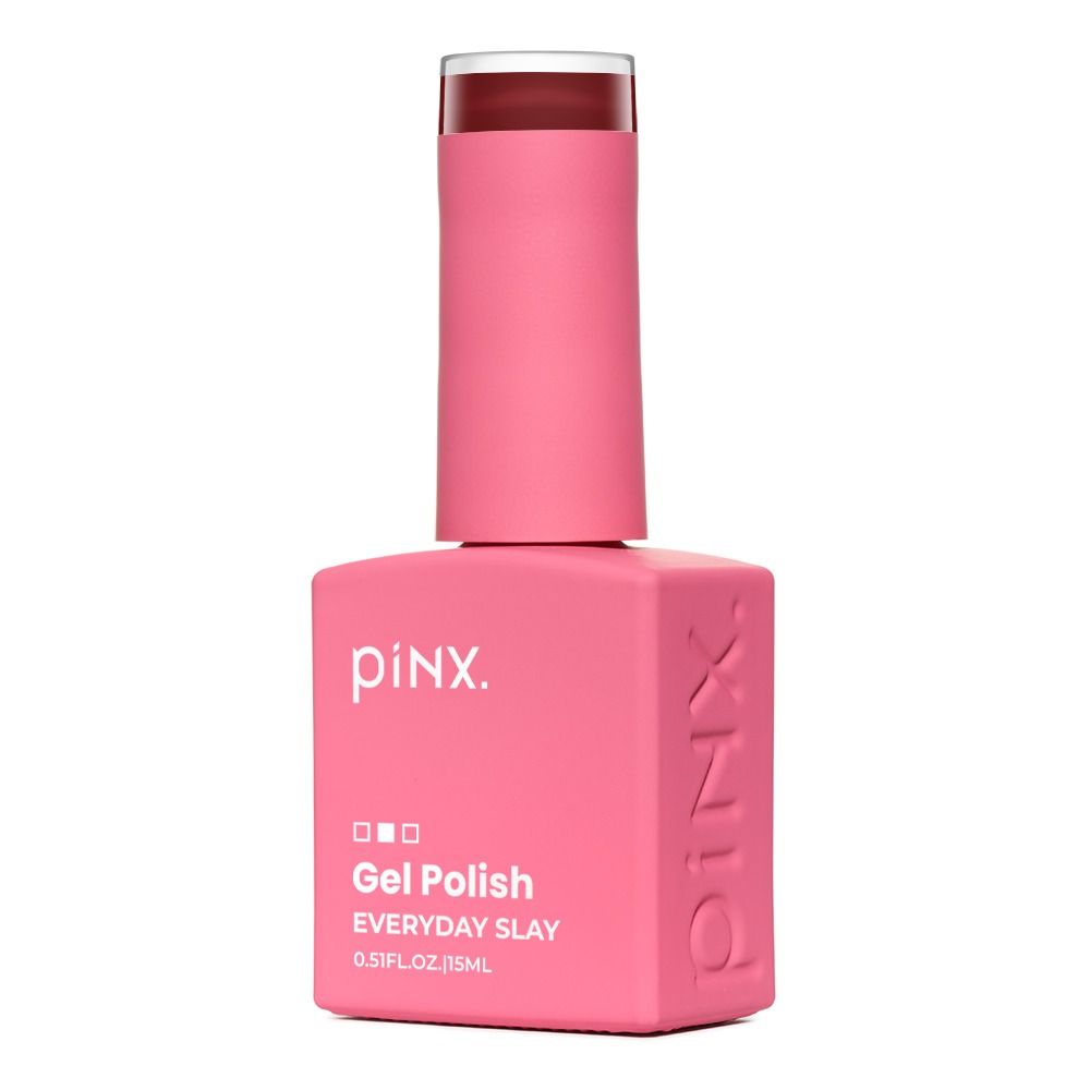 Produktbild von Pinx Gellack Everyday Slay Merlot Drama 15 ml, intensiv deckender Gel Polish in tiefem Merlot-Rot ohne Glitzer für elegante, langlebige Maniküre