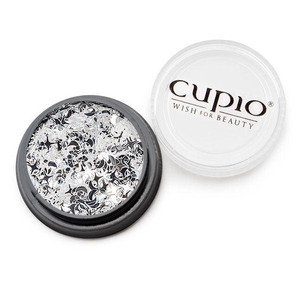 Schimmernder Glitzer von Cupio in schwarzem Behälter für Nageldesign