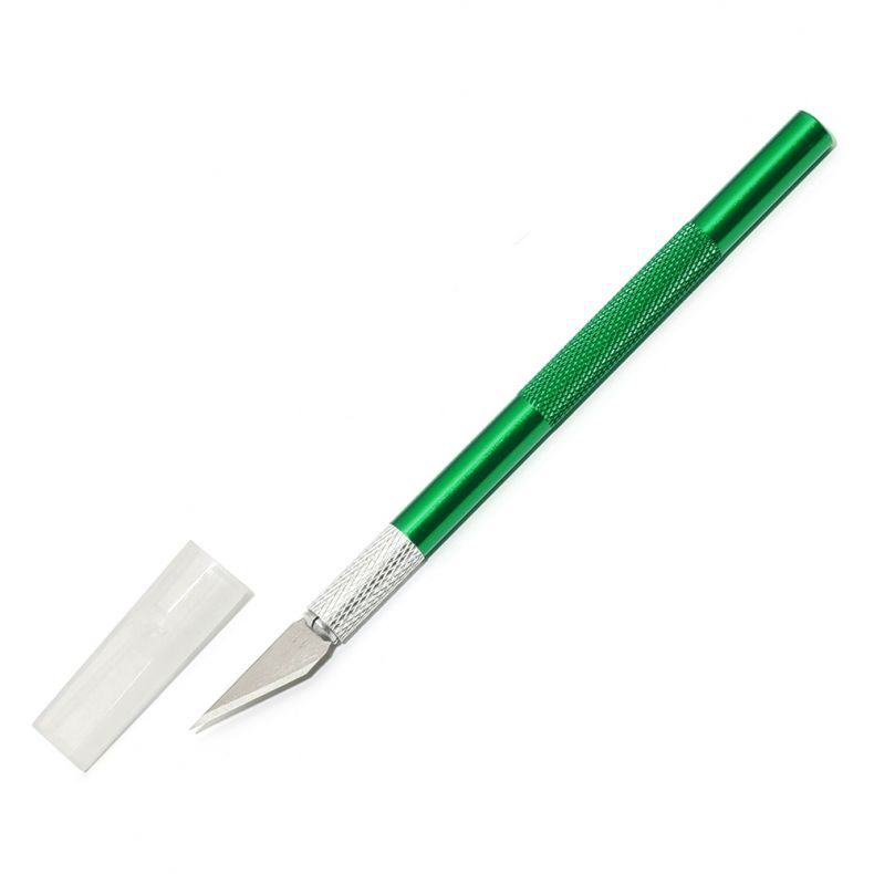 instrument_precizie_nail_art_e Präzisionsmesser in grün mit Klinge und Schutzkappe