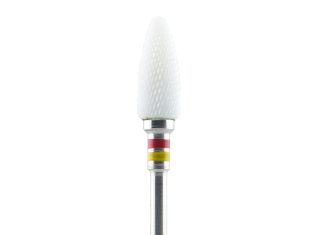 Keramischer Fräser mit spitzem Kopf und farbcodierten Ringen für präzises Arbeiten