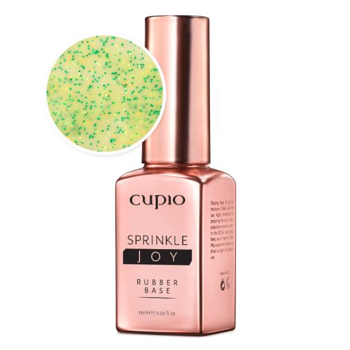 rubber_base_sweet_joy_lime_truffle_c7472 Cupio Sprinkle Joy Rubber Base in Roségold mit glitzernden grünen Partikeln