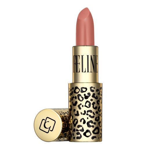 kitten_s_kiss_c8653 Lippenstift in goldener Verpackung mit Leopardenmuster und rosafarbener Farbe