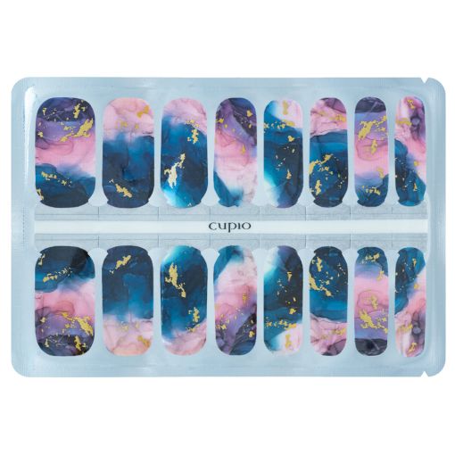 fusion-fab-c7970 Cupio Nagelsticker im Galaxy-Design mit goldenen Akzenten auf transparentem Träger