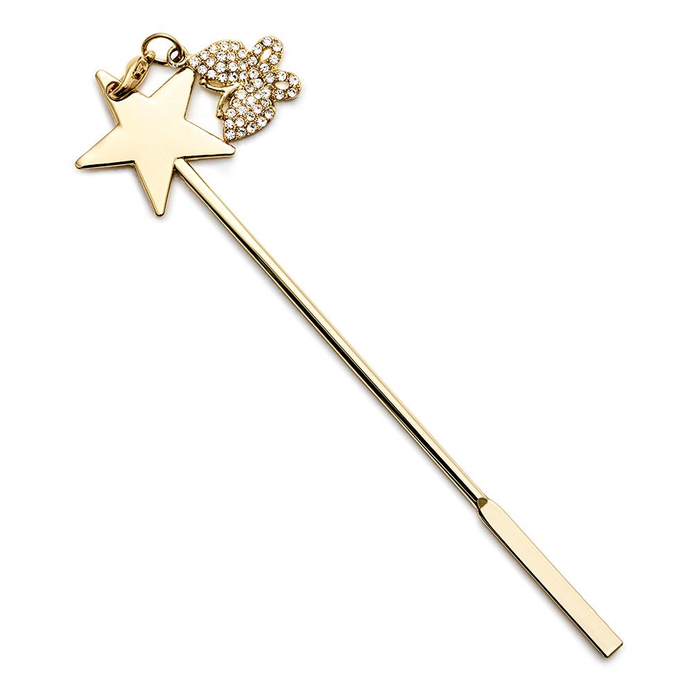 Goldene Haarnadel mit Stern und funkelndem Schmetterling