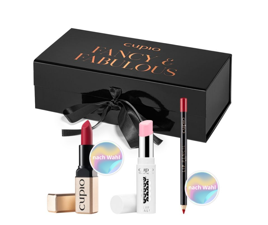 Cupio Geschenkset mit Lippenstift, Lippenbalsam und Lippenstiftstift
