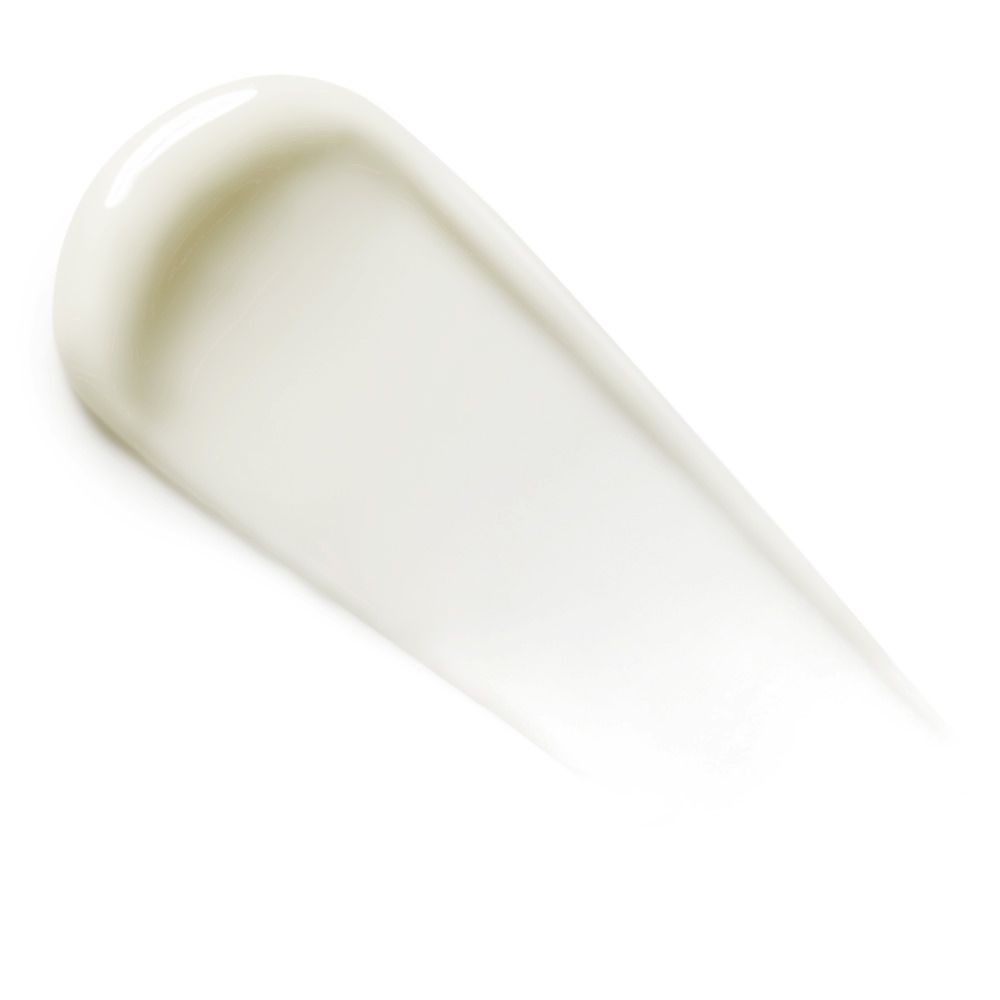 Nahaufnahme eines weißen Creme-Swatches als Produkttextur für Hautpflege oder Kosmetik auf hellem Hintergrund