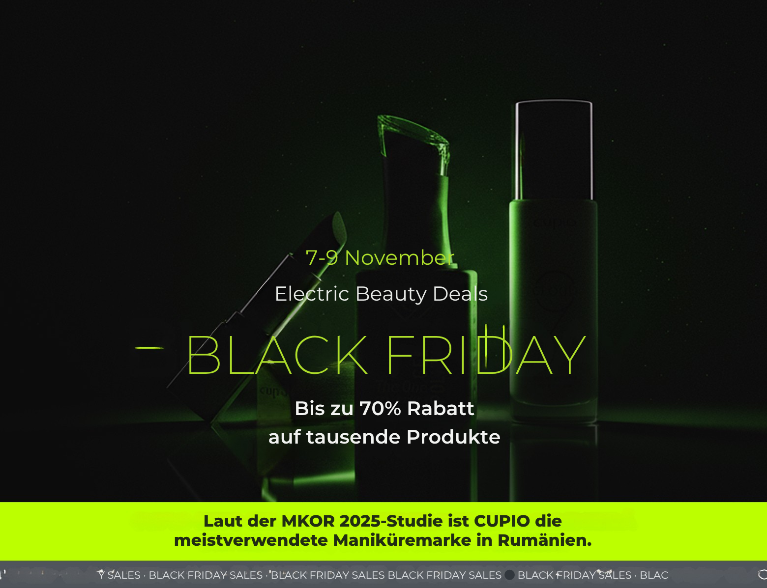 Kosmetikprodukte schwarz grün Black Friday Angebot
