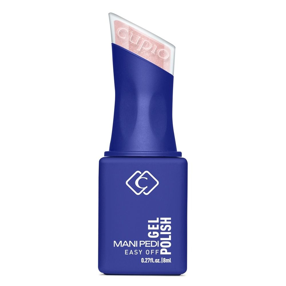 Flasche Cupio Mani Pedi Easy Off Gel Polish 8 ml in Blau mit zart roséfarbenem Gel-Nagellack für Maniküre und Pediküre