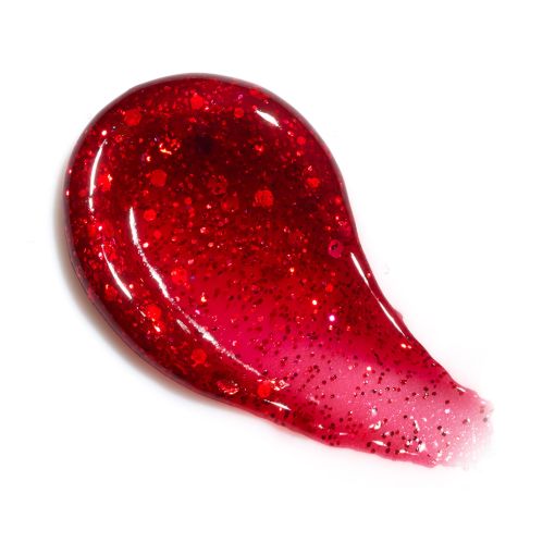 scarlet_merlot_c9753_b Nahaufnahme einer roten glitzernden Kosmetikpaste auf weißem Hintergrund