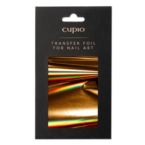 folie_transfer_holo_gold_c8623 Packung mit goldener Transferfolie für kreative Nageldesigns von Cupio