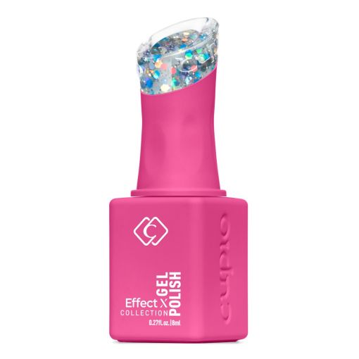 Pinkes Gel-Nagellack Fläschchen mit buntem Glitzer