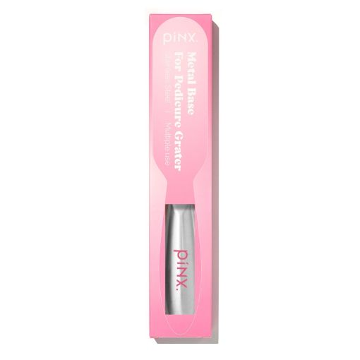 Metallbasis Pediküre-Raspel für glatte Füße, verpackt in einer pinken Schachtel von PINX