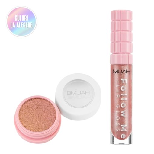 love-struck MUAH Follow Me Lip Gloss und ein rosa Blush in einer weißen Dose