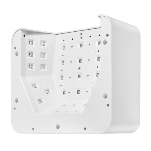 Weiße LED-Wandaußenleuchte mit rechteckigem Gehäuse und mehreren integrierten LED-Modulen auf der Innenfläche