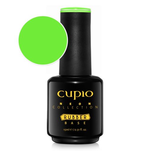 rubber_base_neon_frozen_mojito_c7702 Flasche mit Cupio Neon Rubber Base in grün von der Neon Collection