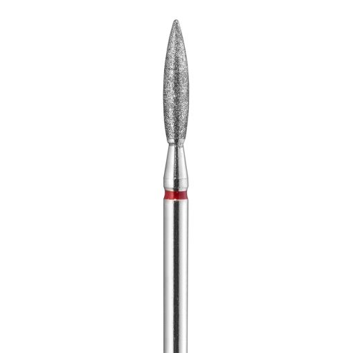 bit_diamant_flacara_ascutita_rosie_2-3_c8099 Spitzer Diamantfräser aus Metall für Nagelpflege und -kunst