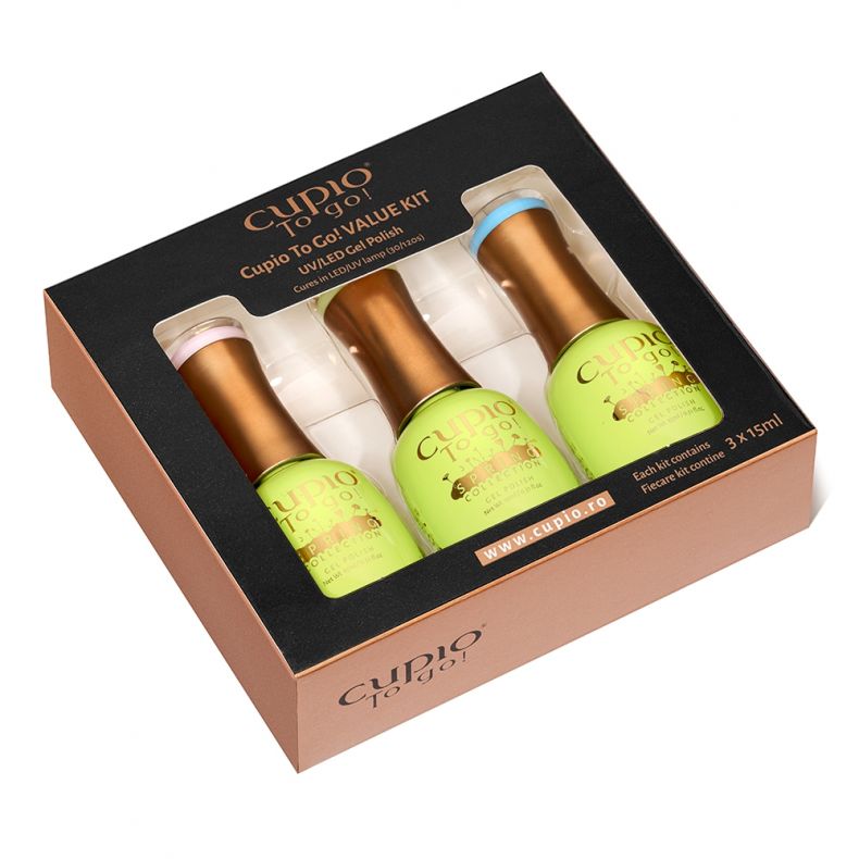 kit_spring Cupio To Go! Set mit drei UV/LED Gel Nagellacken à 15 ml im Verpackung