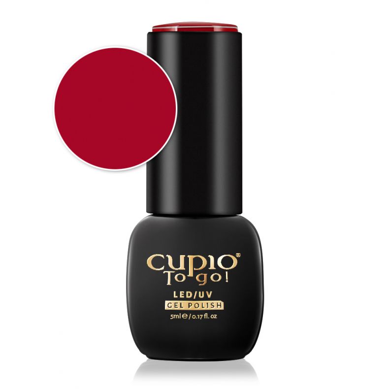 Cupio To go! LED/UV Gel Nagellack in sattem Rot, 5 ml Flasche