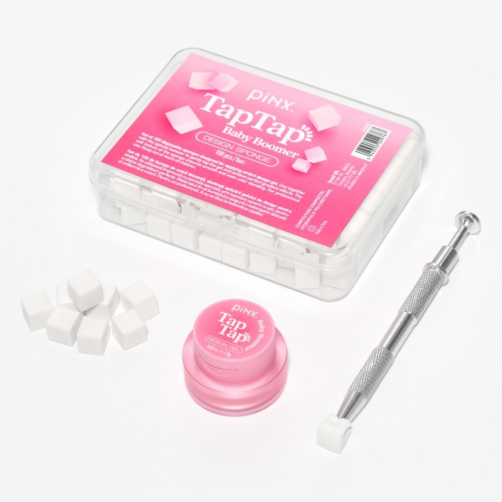 Produktbild TapTap Baby Boomer Design Gel pinx. - Lowkey Icon 2g von Cupio mit Tap-Tap Schwämmchen und Tool für cremiges Ombre-Gel und feine Babyboomer-Farbverläufe
