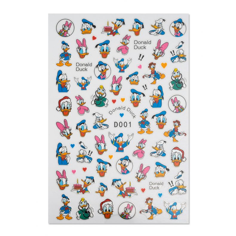 Bogen mit Donald Duck Aufklebern in verschiedenen Szenen und Posen