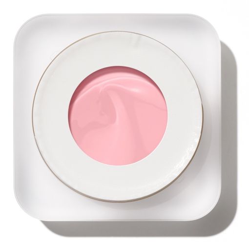 Nahaufnahme rosa Gesichtscreme im weißen Tiegel