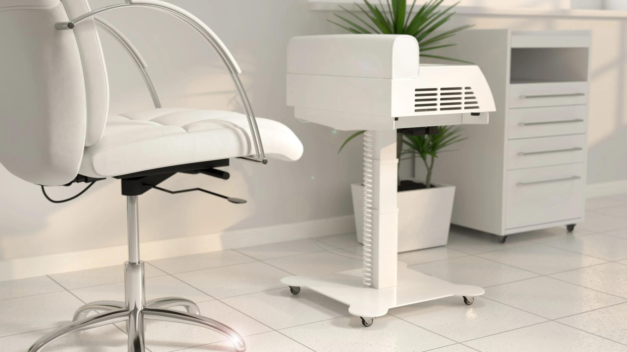 NDC-PODO-8-scaled Friseurstuhl und technische Station in einem modernen Hairstyling-Salon