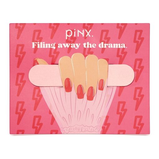 Nagelfeile von pINX mit pinkem Hintergrund und Motiv für hübsche Nägel