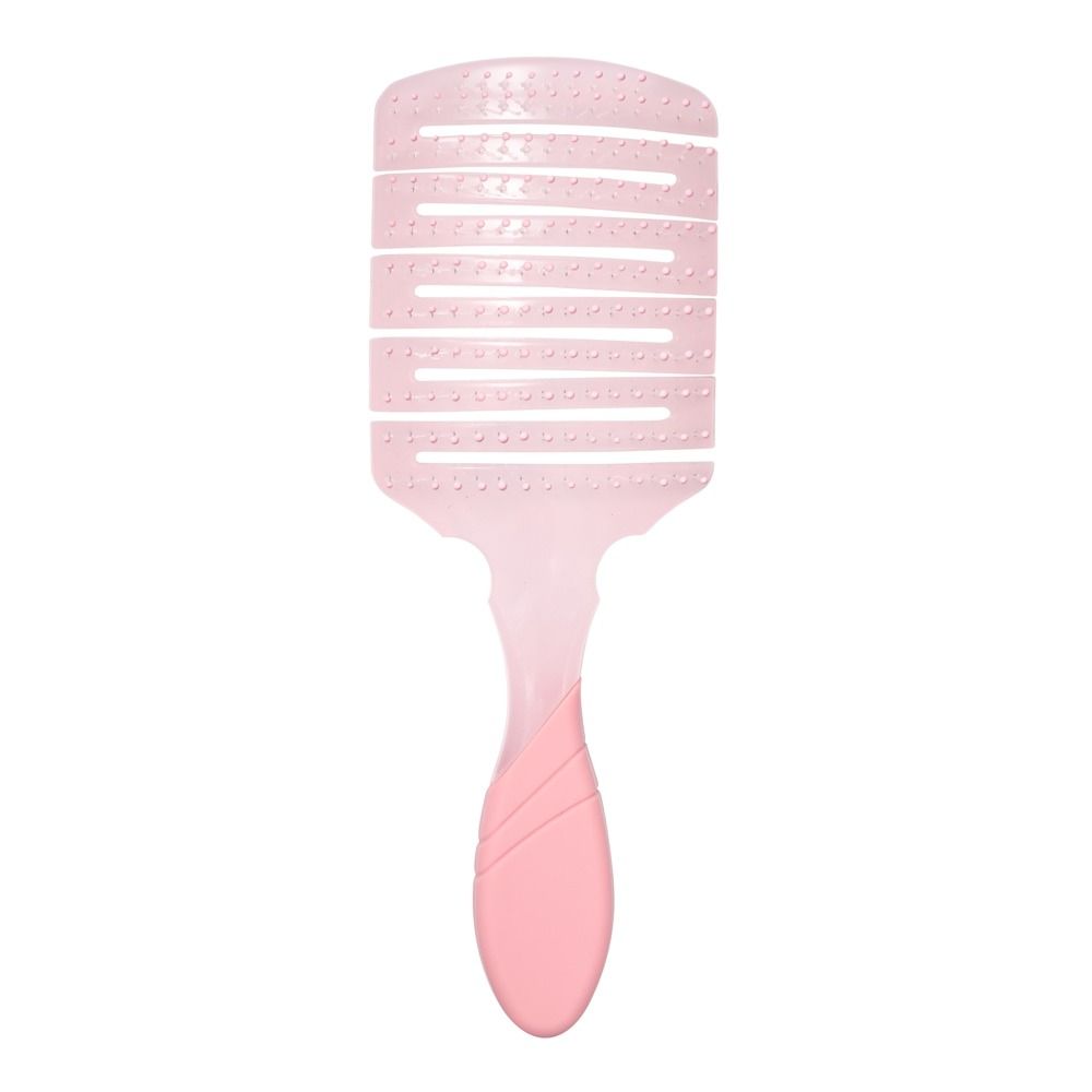 Rosa Entwirrungsbürste aus Kunststoff mit belüftetem, gebogenem Bürstenkopf und rutschfestem ergonomischem Griff für schonendes Kämmen