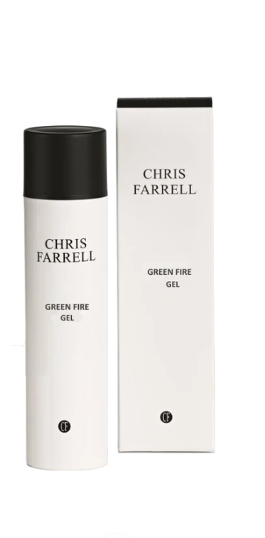 Chris Farrell Green Fire Gel in Flasche und Verpackung