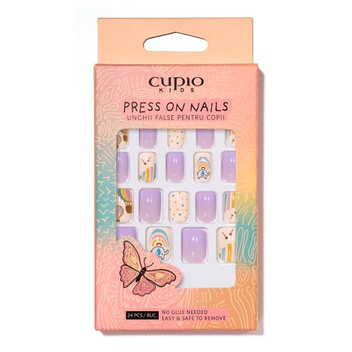press_on_nails_baby_elephant_c8105 Packung mit 24 Press-On Nails für Kinder in bunten Designs