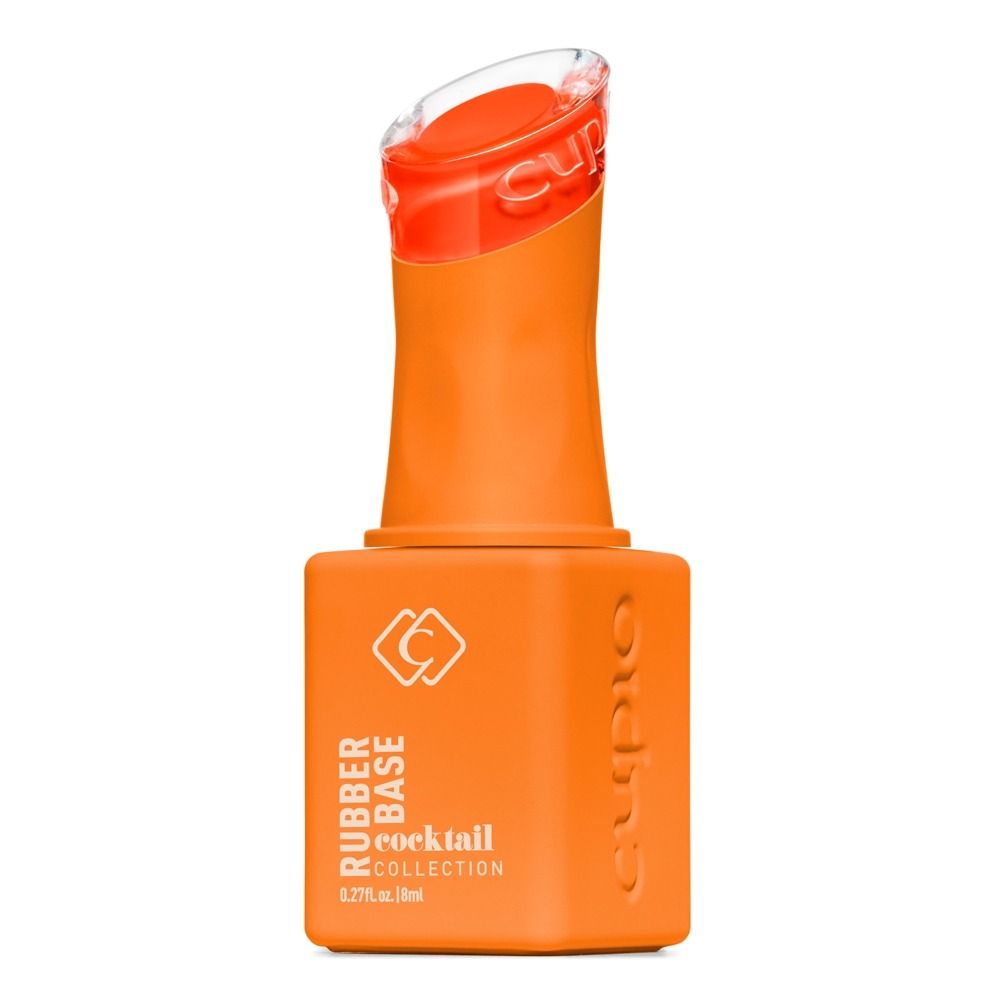 Orange CUPIO Rubber Base aus der Cocktail Collection, UV-Nagelbasis in 8 ml Flasche mit transparent-rotem Verschluss