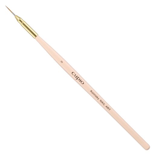 premium_kolinsky_nail_art_1_c7690-Kopie Nail Art Pinsel von Cupio mit goldener Miene und langem, beige Holzgriff