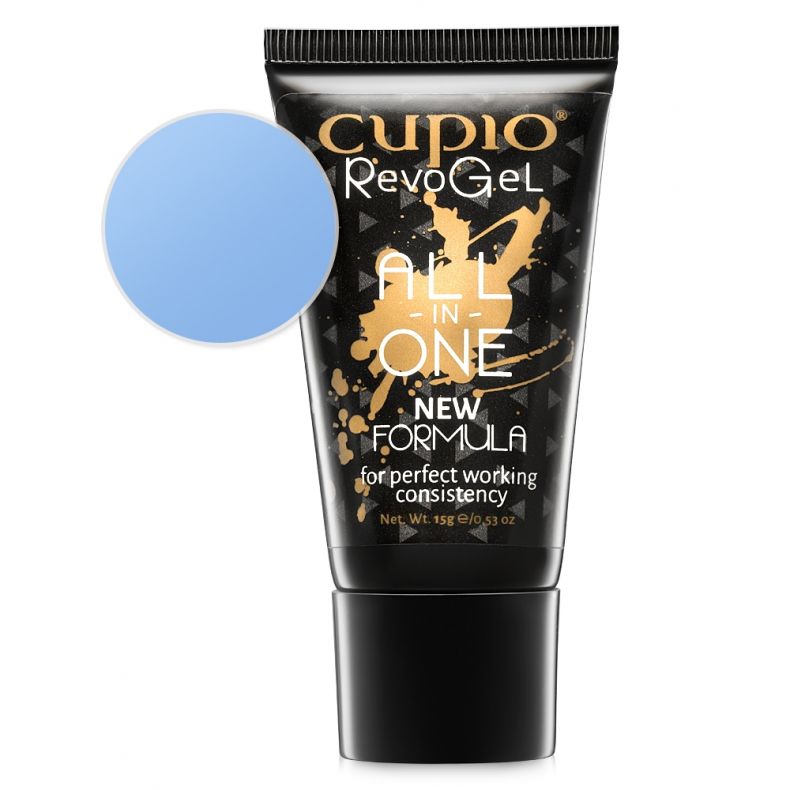 revo_gel_15g_baby_blue_1 Packung von Cupio RevoGel All-in-One mit blauer Gelprobe