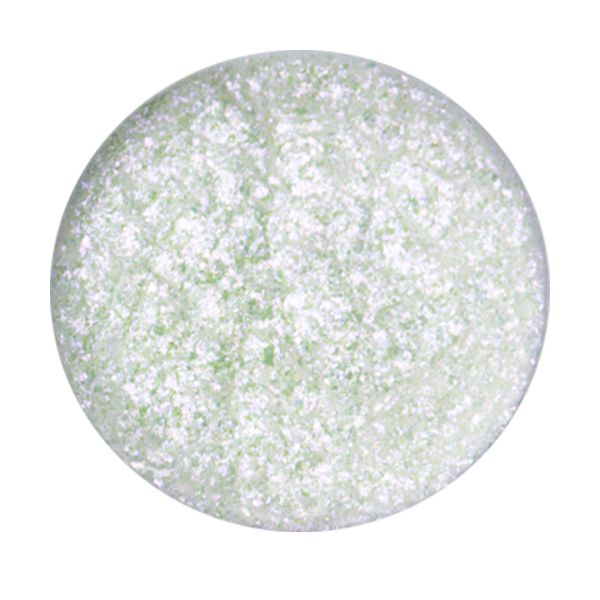 Glitzernder, hellgrüner Lidschatten in runder Form