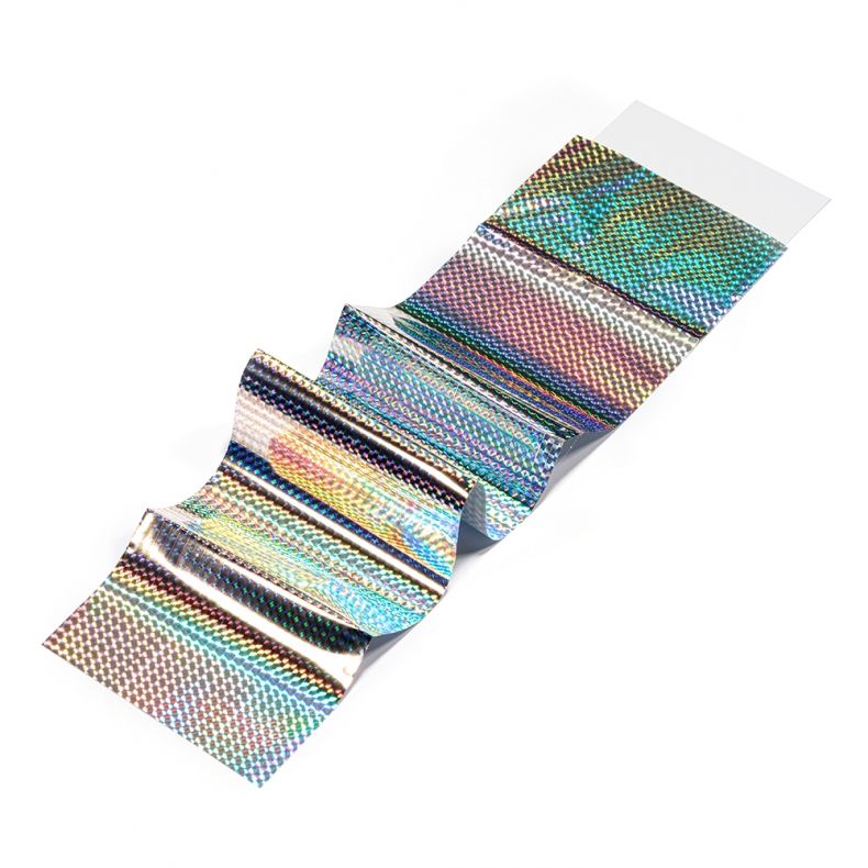 folie_transfer_c7331_b Holographische Folie mit schimmernden Farben auf weißem Hintergrund