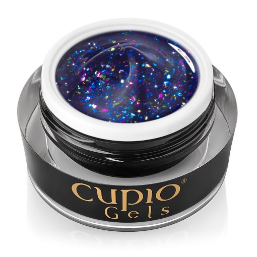 glitter_glam_chic_d0244 Cupio Gels, ein Farbgel mit bunten Glitzerpartikeln in einem Glasbehälter