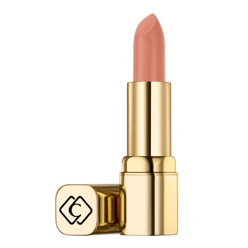 cinematic_matte_lipstick_peach_frame_c9193 Nude Lippenstift in eleganter goldener Hülse