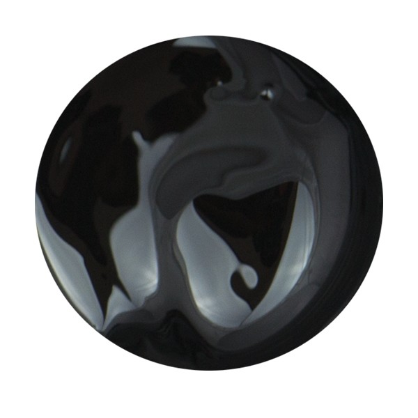 gel-pictura-cupio-black Schwarzer runder Ball mit glänzender, reflektierender Oberfläche