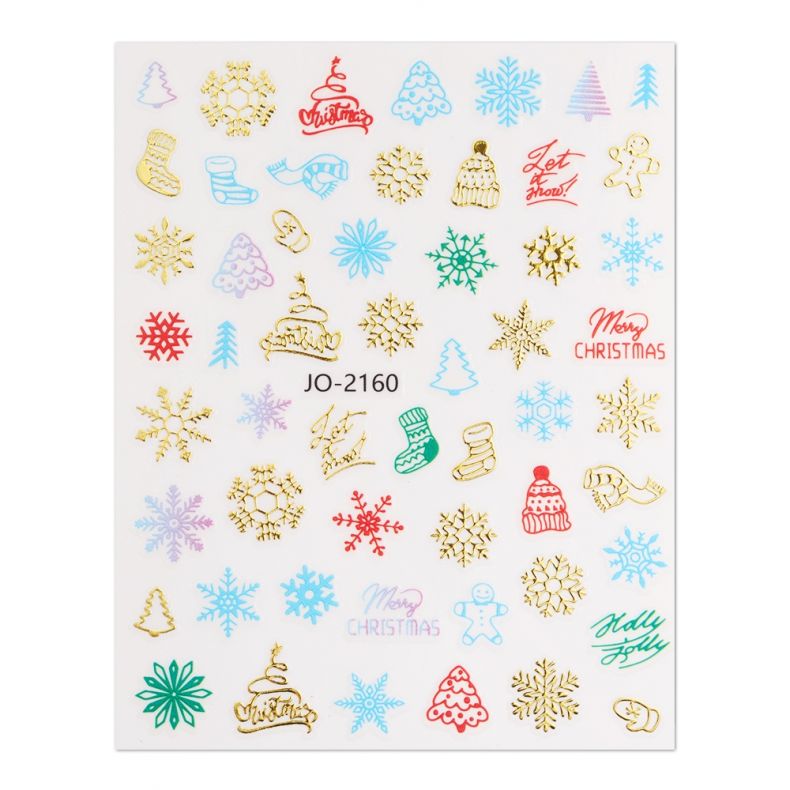 Weihnachtssticker mit Schneeflocken, Tannenbäumen und festlichen Designs