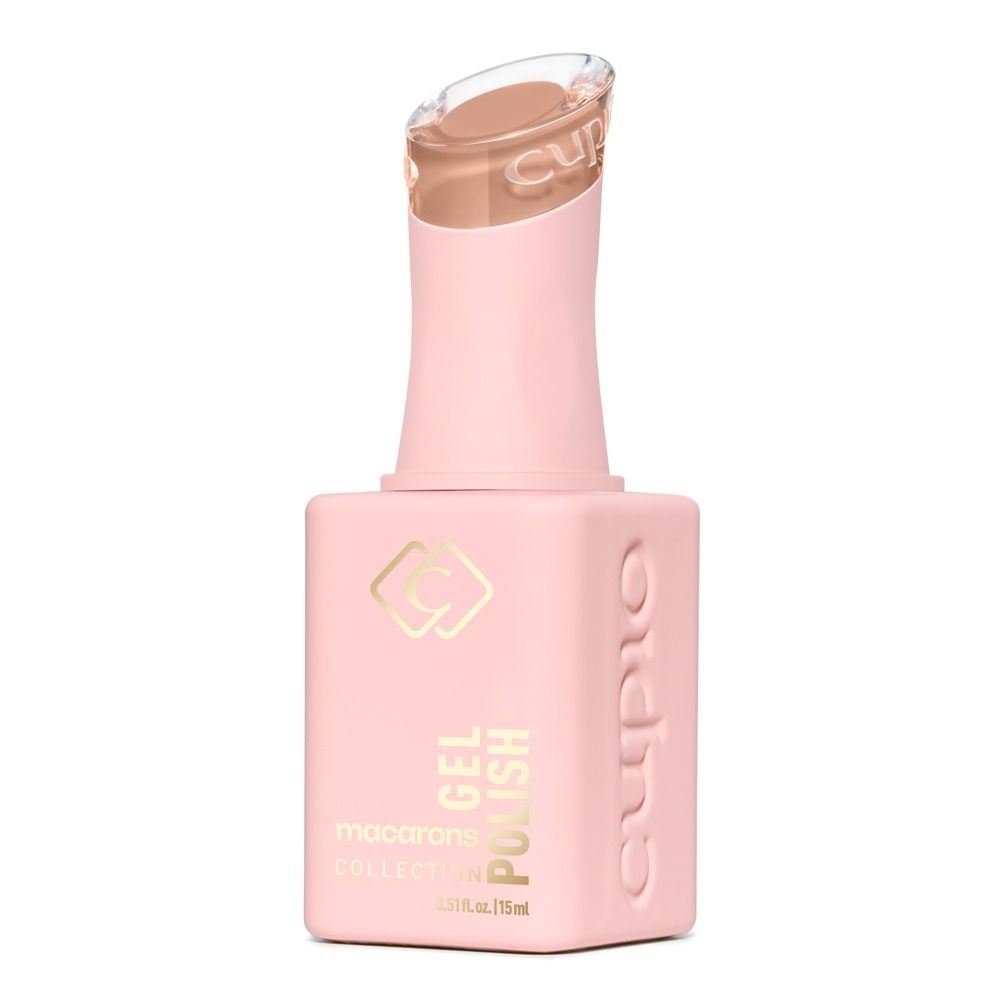 Cupio Gellack Macarons Collection Caramel Sale 15ml, pastelliger Gel-Nagellack in karamelligem Nude-Ton, hochpigmentiert und deckend, Flakon freigestellt