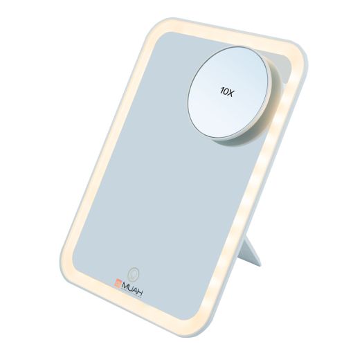 c8195_5 Schminkspiegel mit integrierter LED-Beleuchtung und 10x Vergrößerung für präzises Make-up