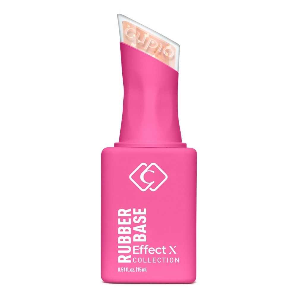 Pinke Cupio Rubber Base aus der Effect X Collection, 15 ml, in rechteckiger Flasche mit schrägem Pinselapplikator