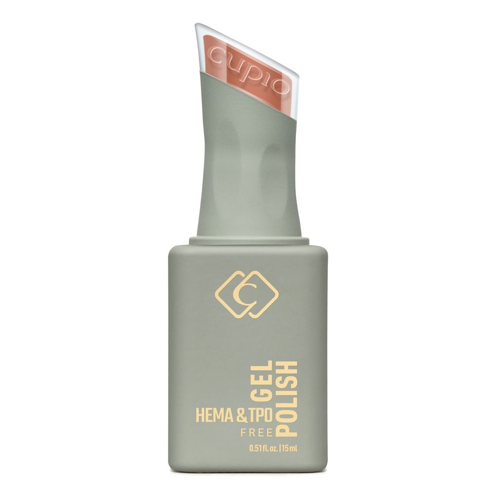 Flasche des Gellack Hema & TPO Free Nature Kiss 15 ml von Cupio in nudefarbener Nuance, HEMA- und TPO-frei, mit cremiger Formel, hoher Deckkraft und langanhaltendem Glanz.