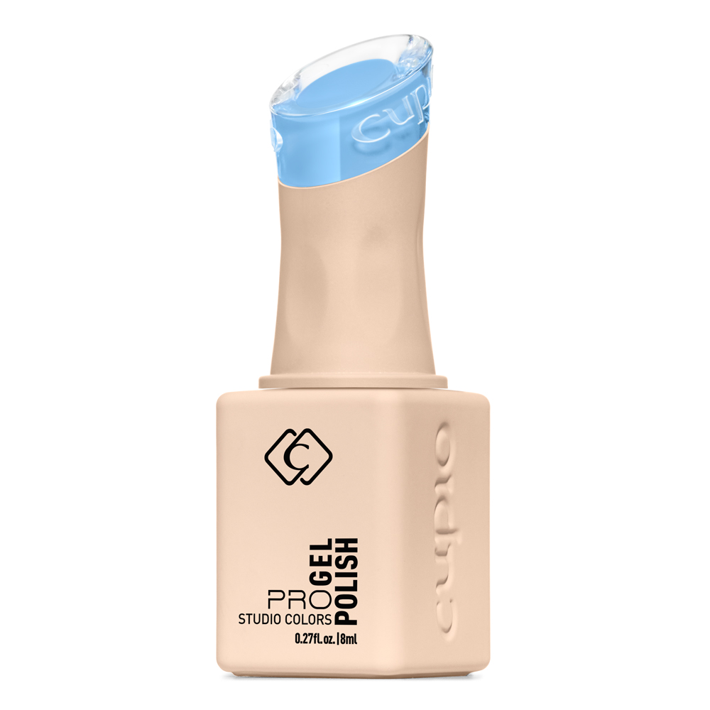Produktbild einer UV Gel Polish Studio Colors Nagellackflasche in Nude mit blauem Schutzdeckel und schmalem Flaschenhals