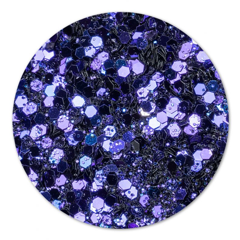 Runder Glitzer in lila mit hexagonalen Formen für Bastelarbeiten